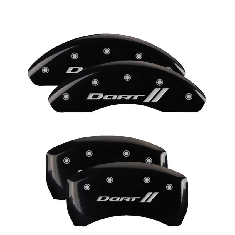 MGP — Set of 4 caliper covers, Engraved Front and Rear: With stripes/Dart, Black powde