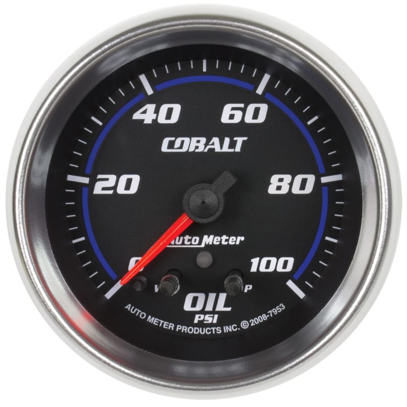 AutoMeter — GAUGE, OIL PRESS, 2 5/8", 100PSI, STEPPER MOTOR W/ PEAK & WARN, COBALT