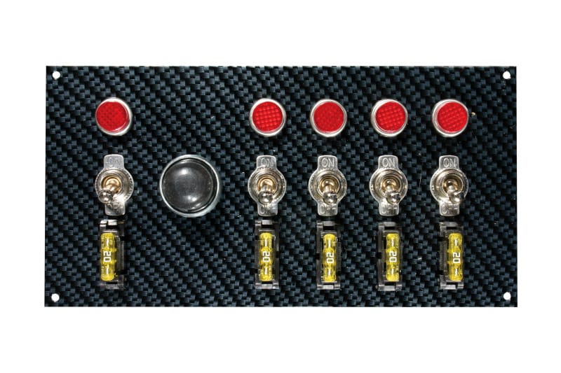 Moroso — Moroso Toggle Switch Panel - Dash Mount - 4in x 7.75in - Grey/Black Fiber Design