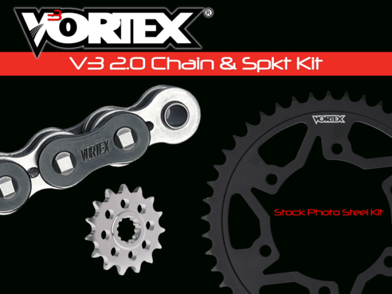 Vortex Racing — Vortex Racing V3 2.0 Chain and Sprocket Kit 3521-14,528K-46,530SX3-112- Black
