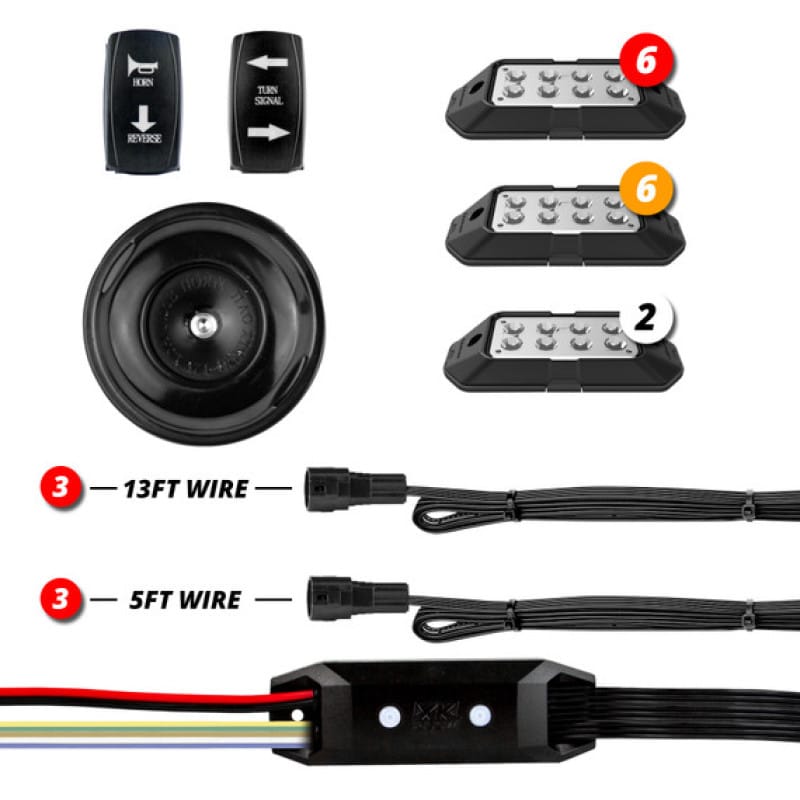 XKGLOW — XK Glow ATV UTV Pro DOT Street Legal Conversion Signal/ Horn Kit- 2 White 6 Red 6 Amber Pods