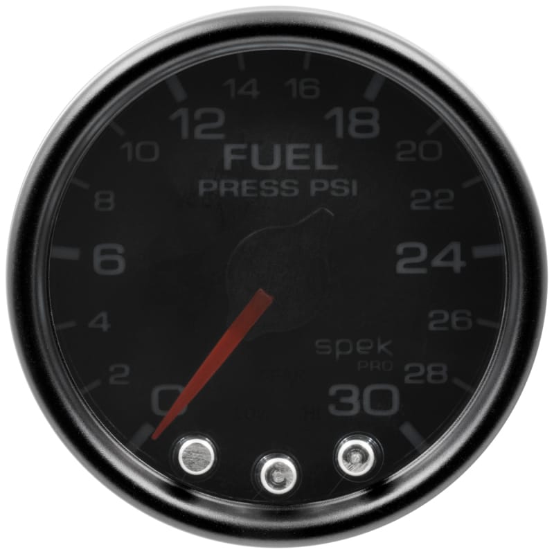 AutoMeter — GAUGE, FUEL PRESS, 2 1/16", 30PSI, STEPPER MOTOR W/PK & WRN, BLK/SMOKE/BLK, SPEK