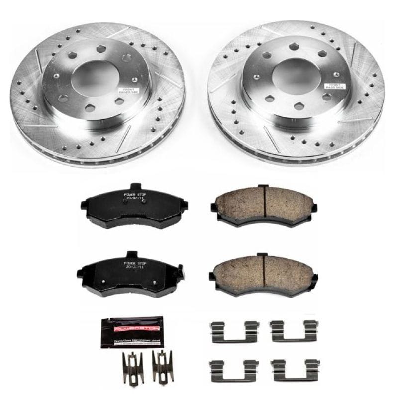 PowerStop — Z23 Daily Driver Carbon-Fiber Ceramic Brake Pad and Drilled & Slotted Rotor Kit