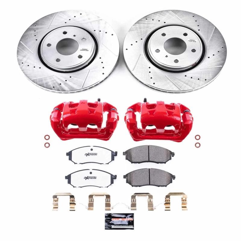 PowerStop — Z26 Street Performance Ceramic Brake Pad, Drilled Slotted Rotor, and Caliper Kit