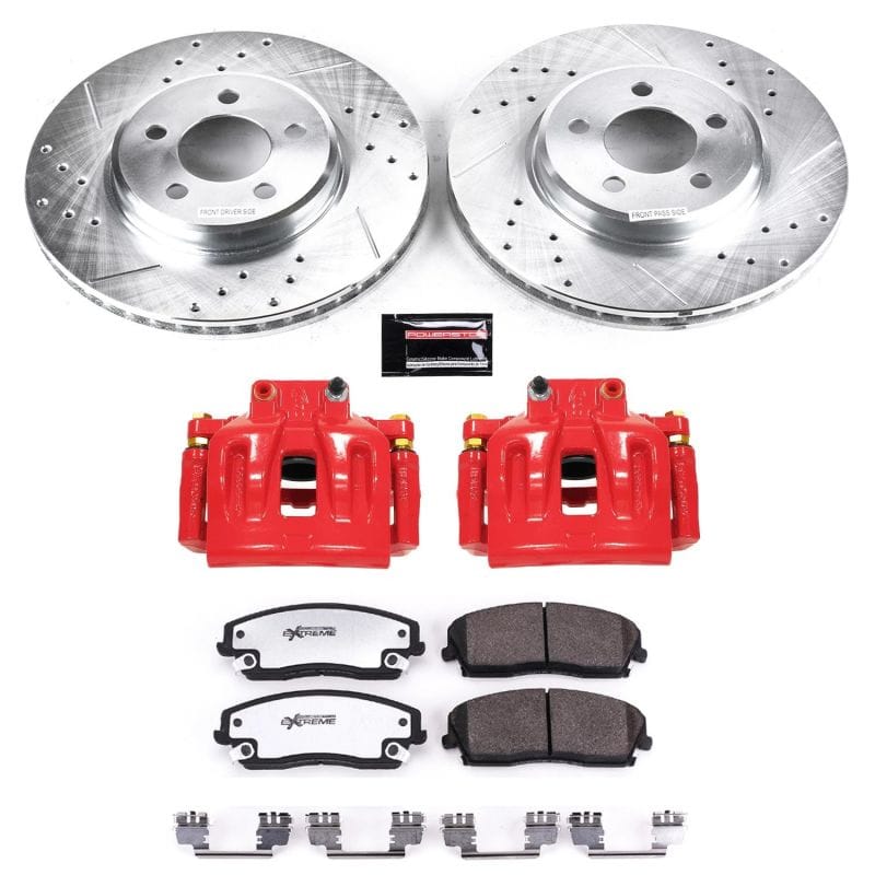 PowerStop — Z26 Street Performance Ceramic Brake Pad, Drilled Slotted Rotor, and Caliper Kit