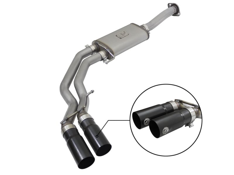 aFe — Rebel Series 3 IN to 2-1/2 IN 409 Stainless Steel Cat-Back Exhaust w/Black Tip