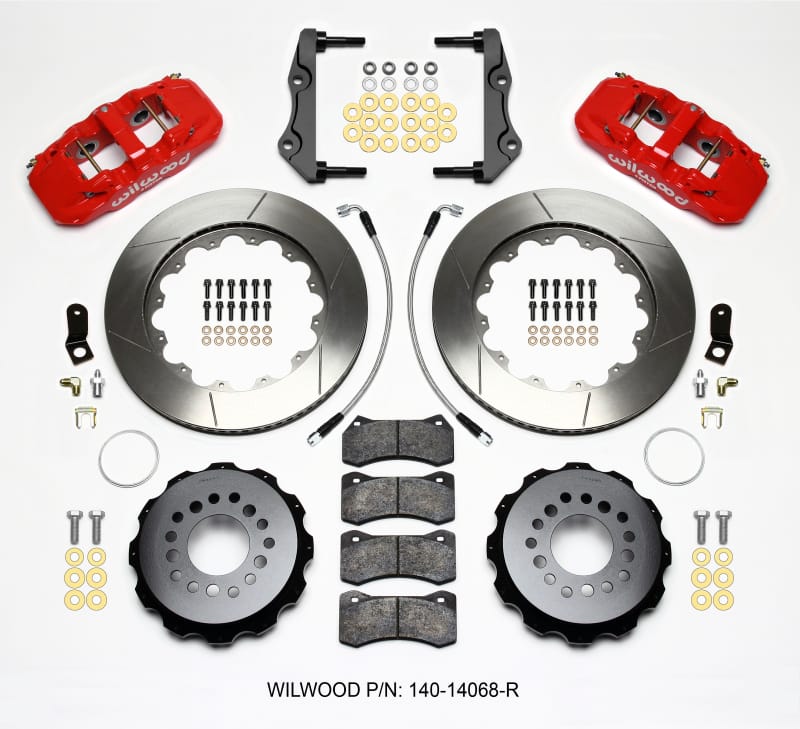 Wilwood — KIT,REAR,CHALLENGER/CHARGER,2012-UP AERO4,14.25 ROTOR,RED,W/LINES