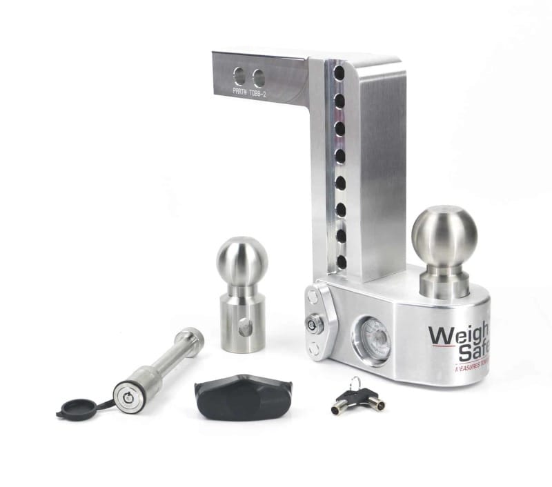 Weigh Safe — Weigh Safe 8in Drop Hitch w/Built-in Scale & 2in Shank (10K/12.5K GTWR) w/WS05 - Aluminum