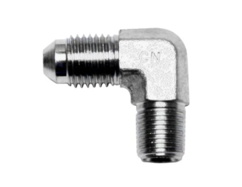 Wilwood — FITTING,90 DEG ELBOW,-4 AN MALE TO1/8-27 NPT MALE,STEEL,ZINC