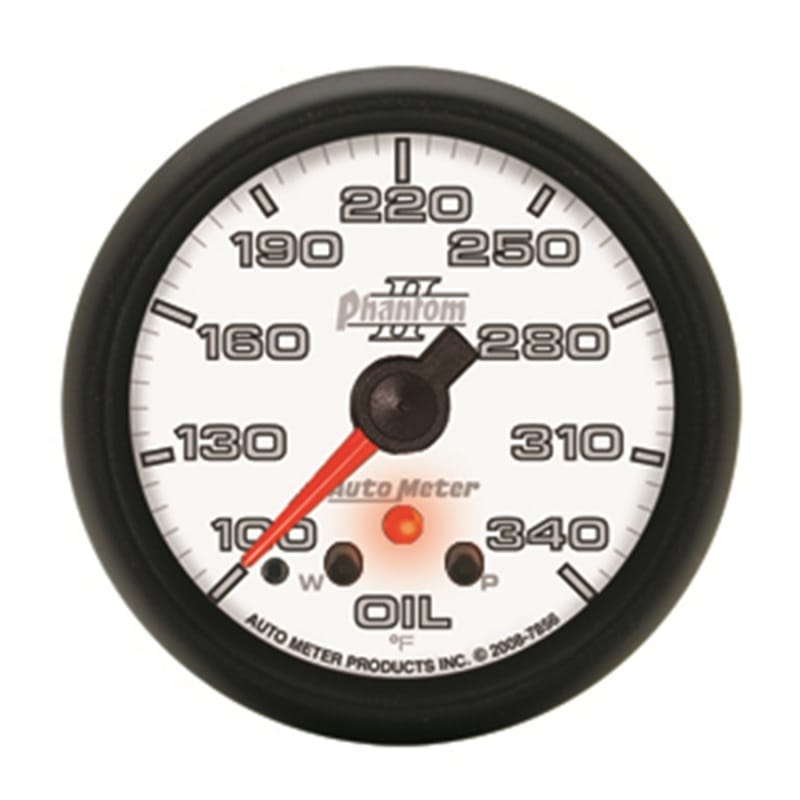 AutoMeter — GAUGE,OIL TEMP,2 1/16",340 Degrees F,STEPPER MOTOR W/ PEAK & WARN,PHANTOM II