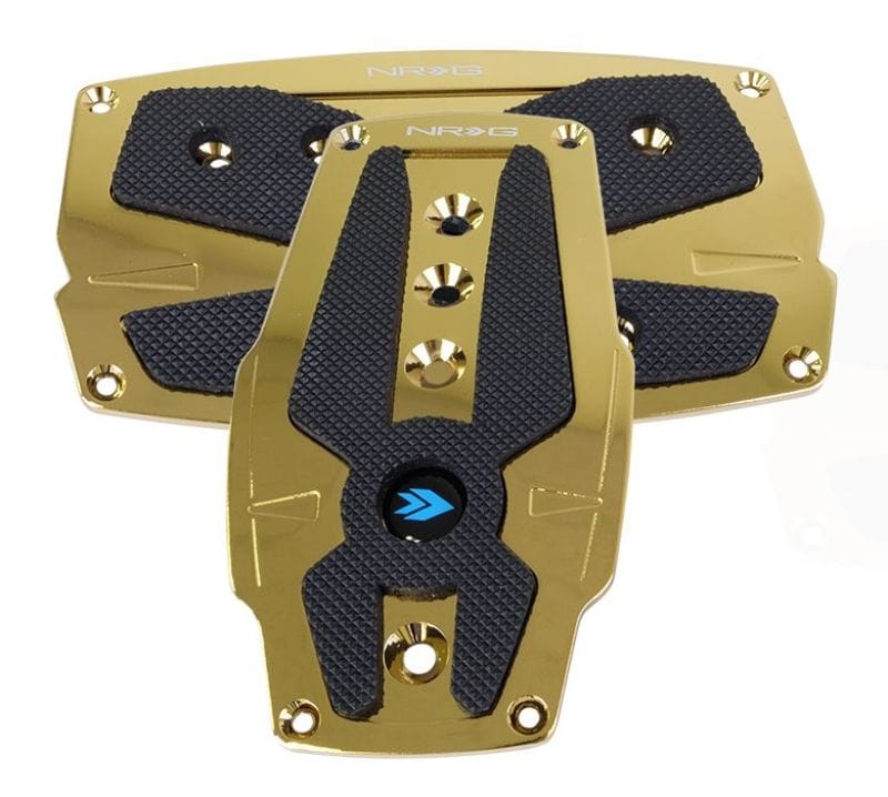 NRG — NRG Aluminum Sport Pedal A/T - Chrome Gold w/Black Rubber Inserts
