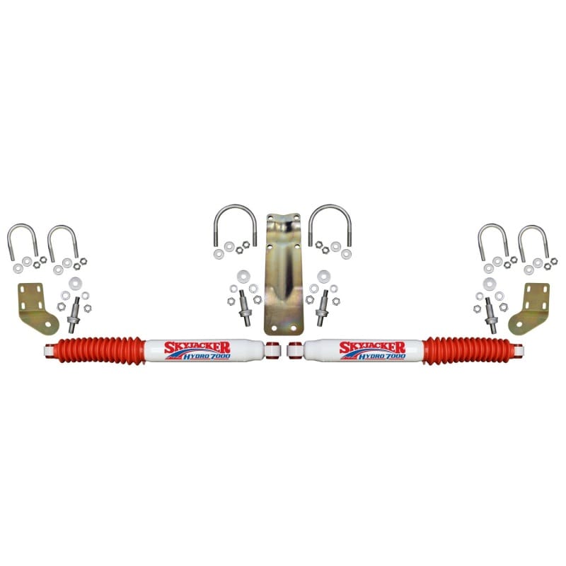 Skyjacker — 7000 Dual Stabilizer Kit With White Cylinders and Red Boots.