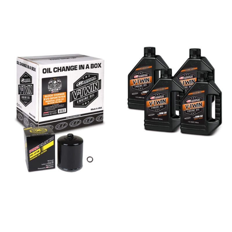 Maxima — Maxima V-Twin Quick Change Kit Mineral w/Black Filter Evo/Sportster