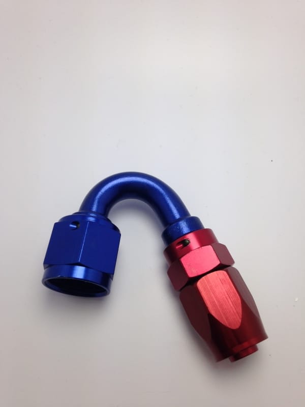 Fragola — Fragola -10AN Fem x -8AN Hose 150 Degree Reducing Hose End - Blue/Red
