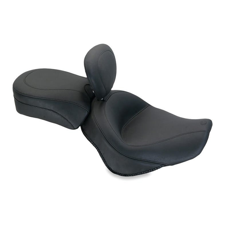 Mustang Motorcycle — Mustang 10-18 Triumph Thunderbird, Storm Touring 2PC Seat w/Driver Backrest - Black