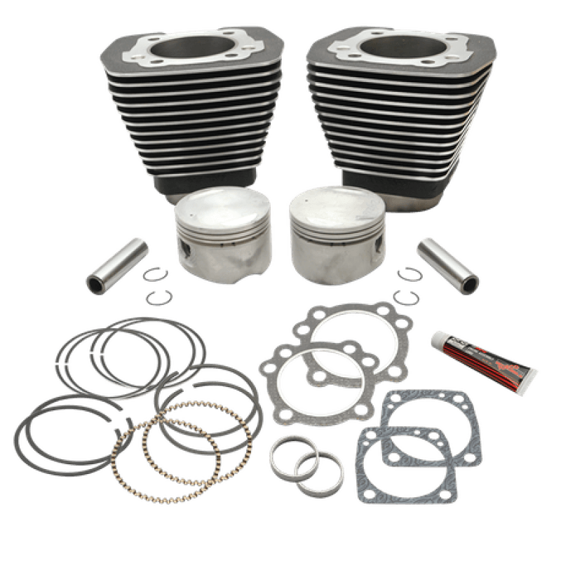 S&S Cycle — S&S Cylinder 84-99 BT w/Super Stock Cylinder Heads 89in 3 1/2in Bore Cylinder & Piston Kit - Wblack