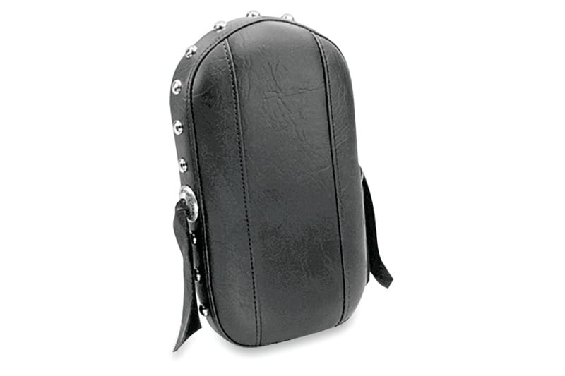 Mustang Motorcycle — Mustang Harley Medallion Style Sissy Bar Pad (6.5 inch x 11 inch) w/Studs - Black