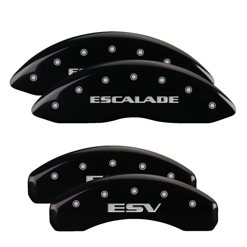 MGP — Set of 4 caliper covers, Engraved Front: Escalade - Engraved Rear: ESV, Black po