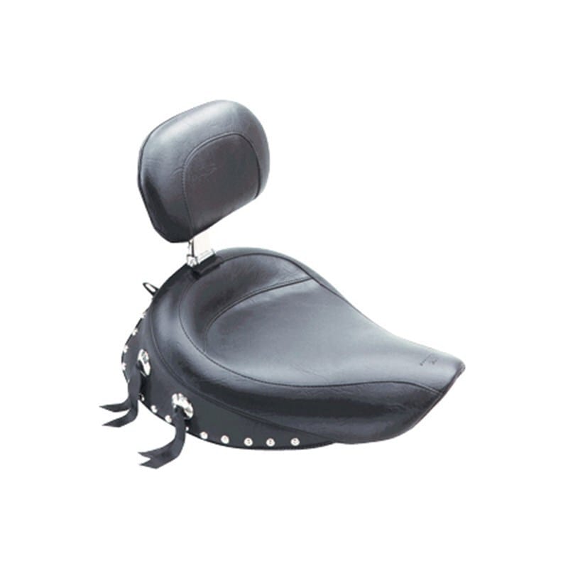 Mustang Motorcycle — Mustang 06-17 Harley Dyna Wide Touring Solo Seat w/Driver Backrest w/Studs - Black