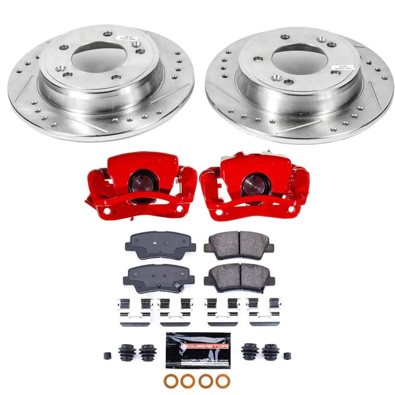 PowerStop — Z23 Daily Driver Carbon-Fiber Ceramic Pads Drilled & Slotted Rotor & Caliper Kit
