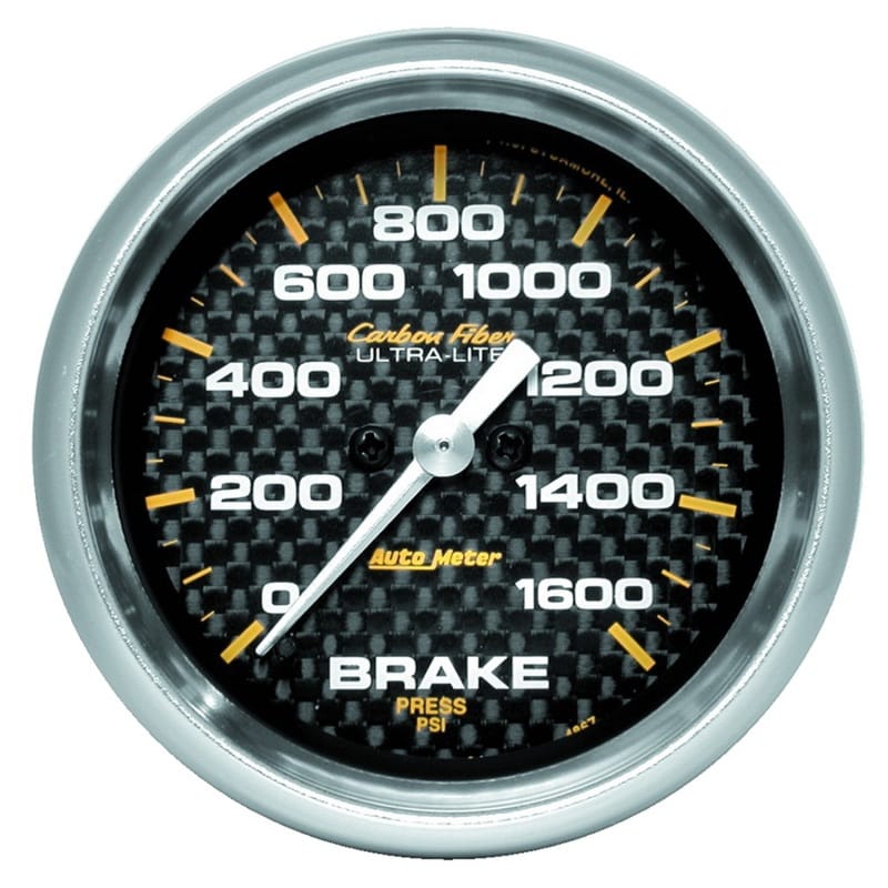 AutoMeter — GAUGE, BRAKE PRESSURE, 2 5/8" , 1600PSI, DIGITAL STEPPER MOTOR, CARBON FIBER