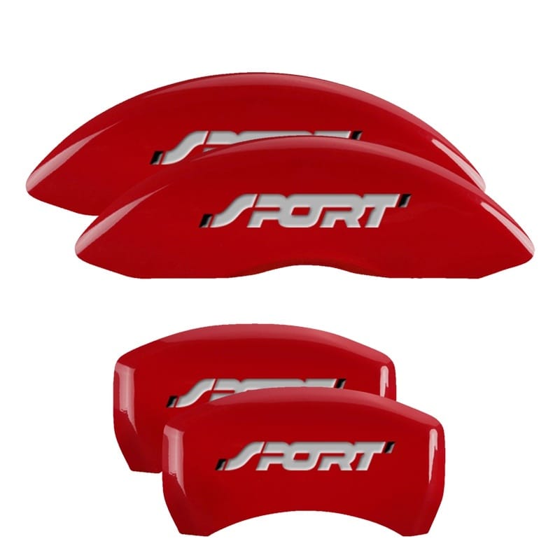 MGP — Set of 4 caliper covers, Engraved Front and Rear: No bolts/Sport, Red powder coa