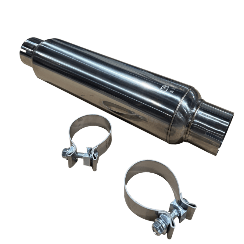 Kooks Headers — Kooks 3in. Round Clamp In Muffler 14in. Long Polished Stainless Steel
3in. Round Muffler
3" Round Muffler