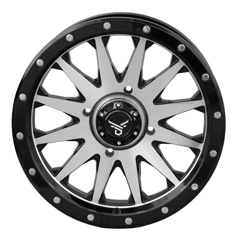 QuadBoss — Wagon Wheel, 18x7, 4+3, 4/156, Black/Machined