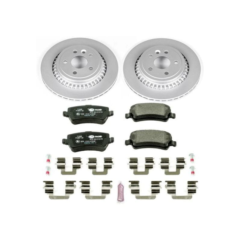 PowerStop — Genuine Geomet Coated Rotors, ECE-R90 Brake Pads + Hardware Kit