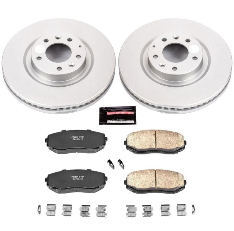 PowerStop — Genuine Geomet Coated Rotor and Low-Dust Ceramic Brake Pad Kit