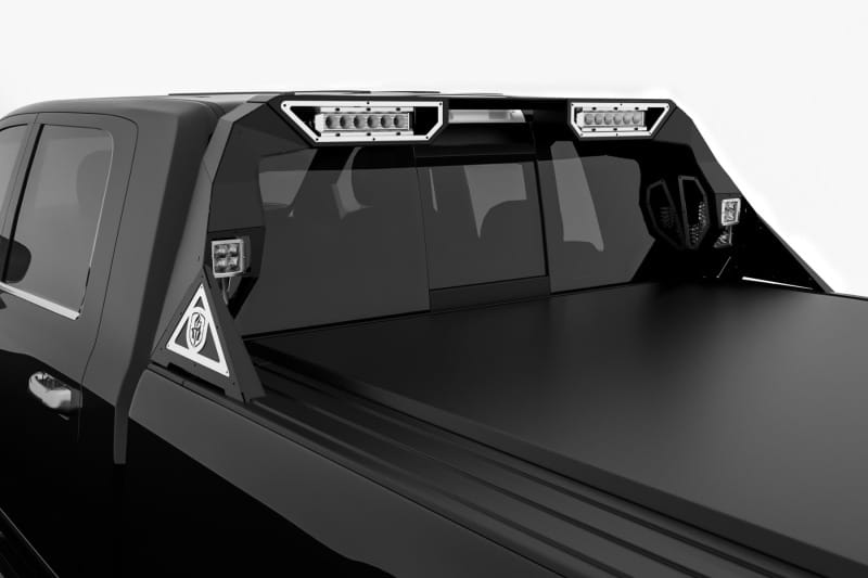 Road Armor — Road Armor 10-19 Dodge 1500 iDentity Headache Rack w/Pods/Dual 10in Pod/Brake Lamp Relief/Ring - Raw