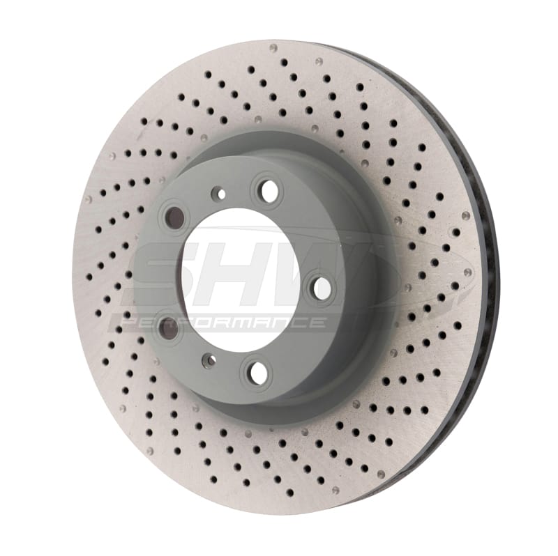 SHW Performance — SHW 09-16 Porsche 911 Carrera w/o Ceramic Brakes Right Front Drill-Dimp MB Brake Rotor (99735140201)