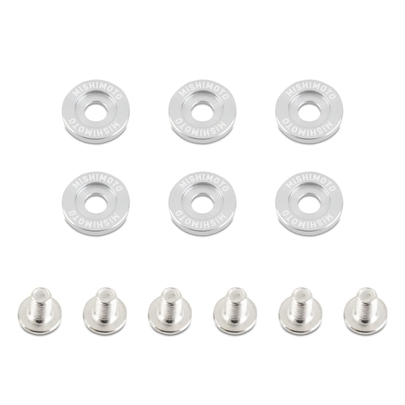 Mishimoto — Mishimoto M6 X 1.0 Fender Washer and Bolt Kit, 16.7mm OD, 6 pcs, Silver