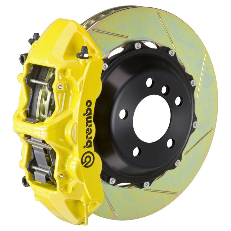 Brembo — Brembo 02-05 996 GT2 Front GT BBK 6 Piston Cast 380x32 2pc Rotor Slotted Type1 - Yellow
