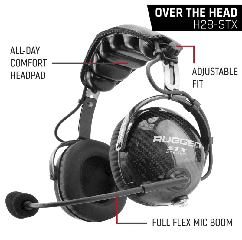 Rugged Radios — Rugged Radios AlphaBass Carbon Fiber Headset for STEREO and OFFROAD Intercoms Over The Head