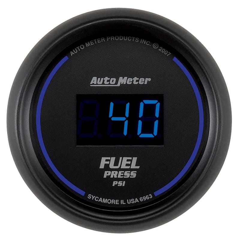 AutoMeter — GAUGE, FUEL PRESSURE, 2 1/16", 100PSI, DIGITAL, BLACK DIAL W/ BLUE LED