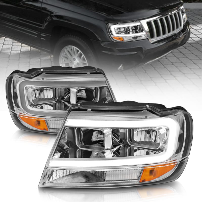 ANZO — ANZO 1999-2004 Jeep Grand Cherokee Crystal Headlights w/ Light Bar Chrome Housing
Head Light Set
HdLtSet