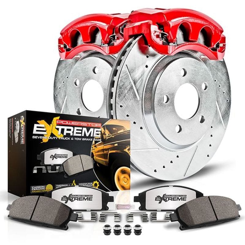 PowerStop — Z36 Truck and SUV Ceramic Brake Pad, Drilled & Slotted Rotor, and Caliper Kit