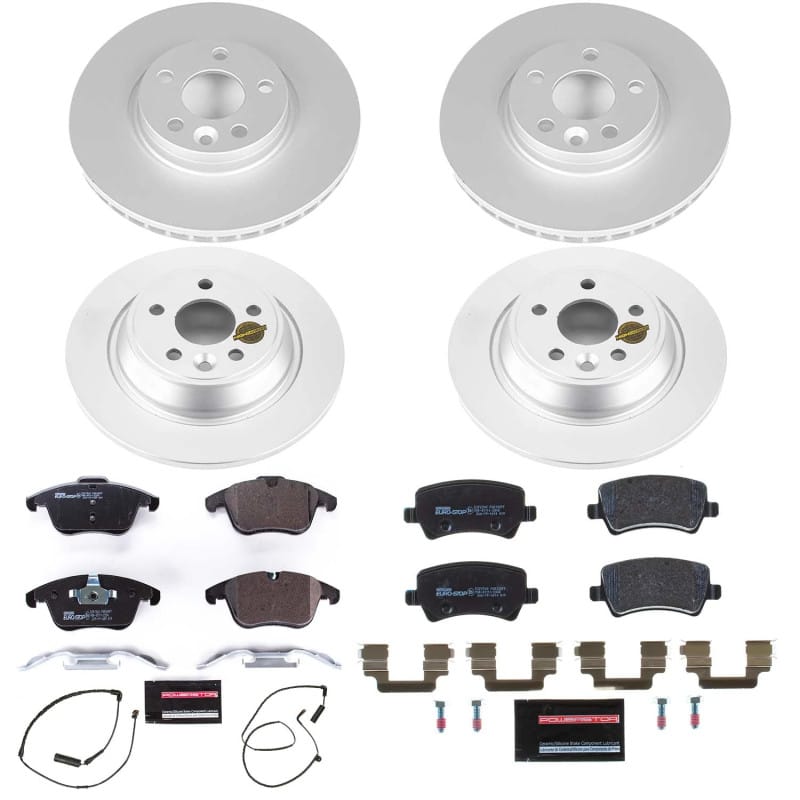 PowerStop — Genuine Geomet Coated Rotors, ECE-R90 Brake Pads + Hardware Kit