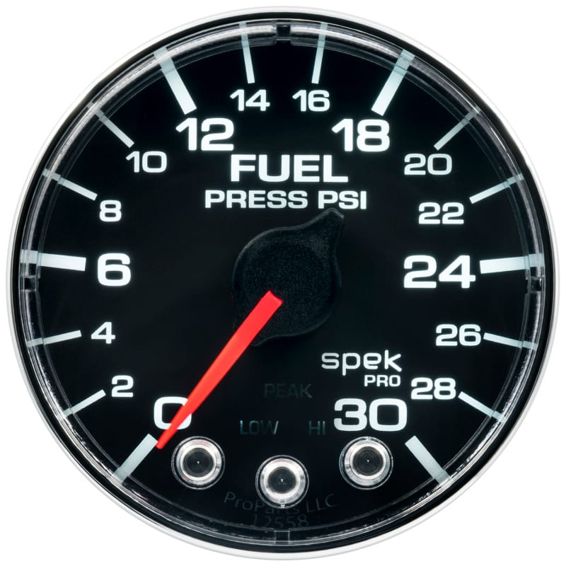 AutoMeter — GAUGE, FUEL PRESS, 2 1/16", 30PSI, STEPPER MOTOR W/PEAK & WARN, BLK/CHRM, SPEK