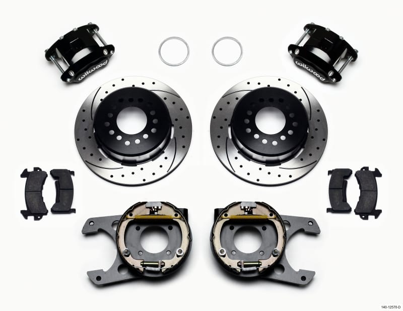 Wilwood — KIT,REAR,DISC/DRUM,12 BOLT CHEVY,2.75/ 2.81 OFF,D154,1PC ROTOR,STAGGERED MT,SRP