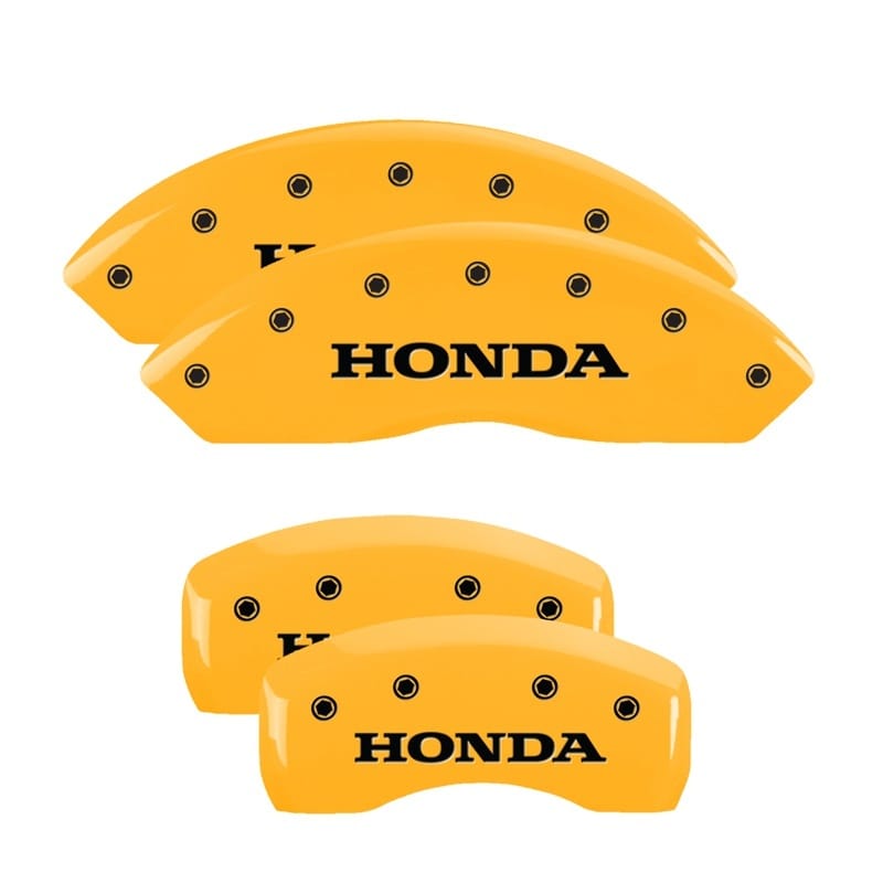 MGP — Set of 4 caliper covers, Engraved Front and Rear: Honda, Yellow powder coat fini