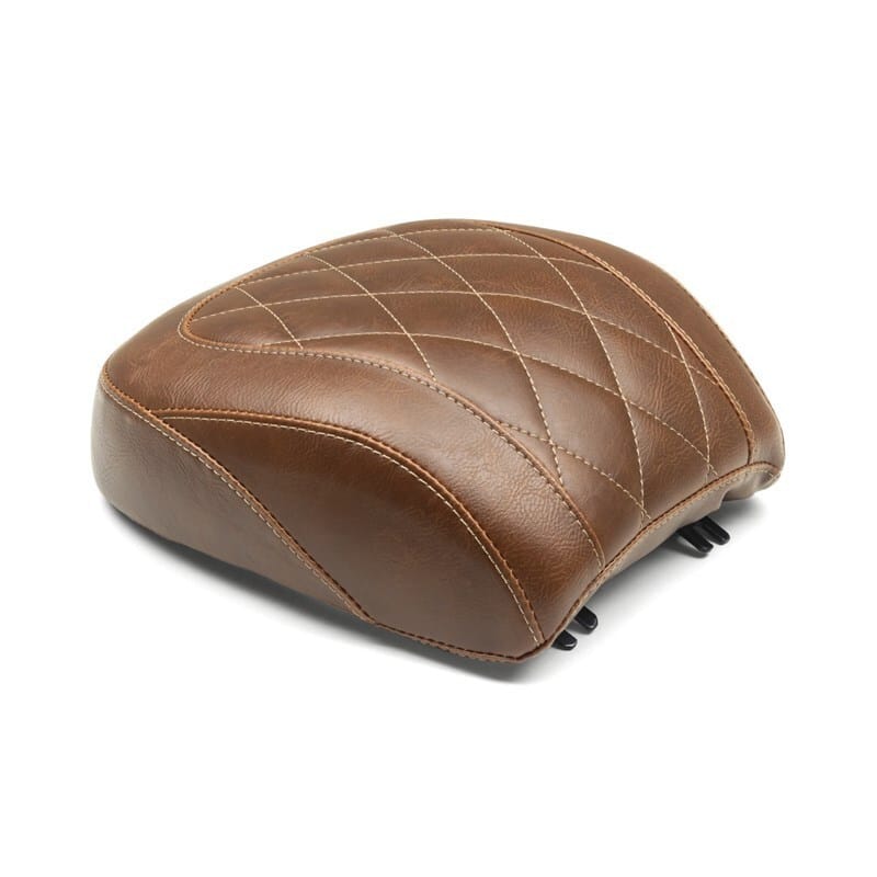 Mustang Motorcycle — Mustang 18-21 Harley Fat Boy Wide Tripper Passenger Seat Diamond Stitch - Brown