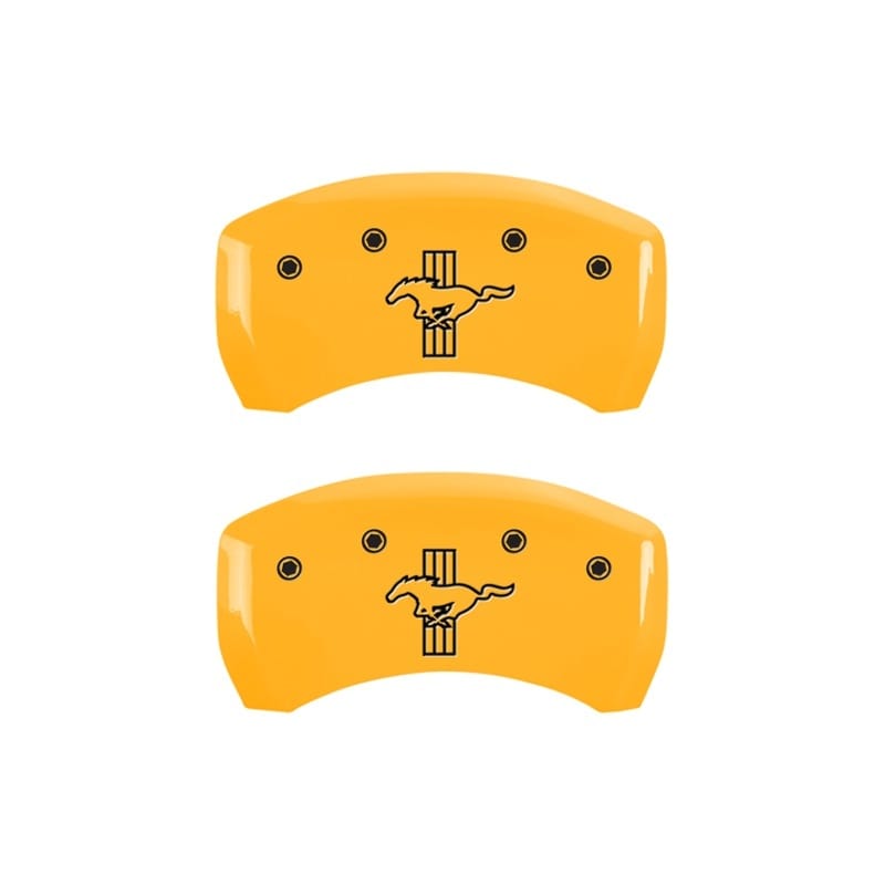 MGP — Set Of 2 Caliper Covers, Engraved Rear: Bar & Pony (S197) Yellow Powder Coat Fin