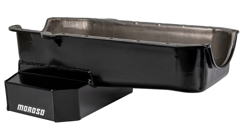 Moroso — Moroso 80-85 Chevrolet SBC(w/Passenger Side Dipstick) Wet Sump 7qt 7.5in Steel Oil Pan - Black
