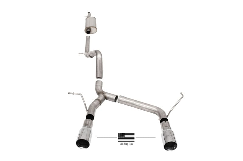 CORSA Performance — 2.75in. Cat-Back Dual Rear Exit with Single 4.0in. Black PVD Flat Cut Tips with