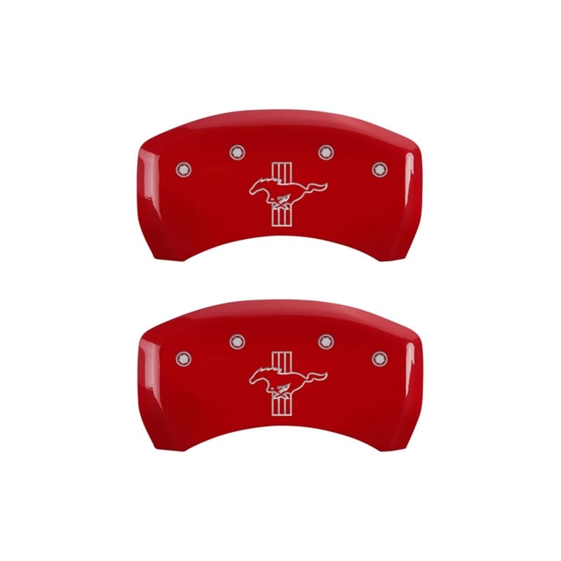 MGP — Set Of 2 Caliper Covers, Engraved Rear: Bar & Pony (S197) Red Powder Coat Finish