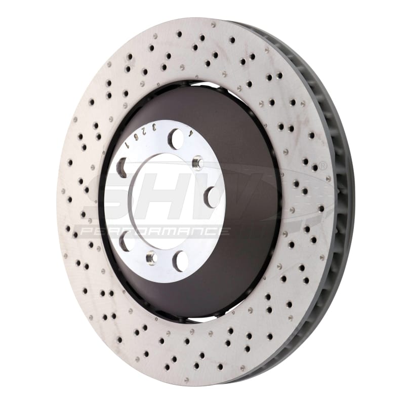 SHW Performance — SHW 16-19 Porsche 911 GT3 RS w/o Ceramics Left Frt Drill-Dimp Lightweight Brake Rotor (99135140581)