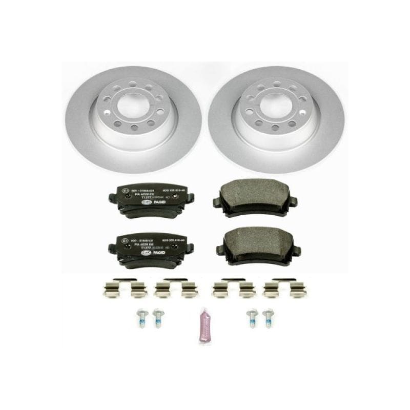 PowerStop — Genuine Geomet Coated Rotors, ECE-R90 Brake Pads + Hardware Kit