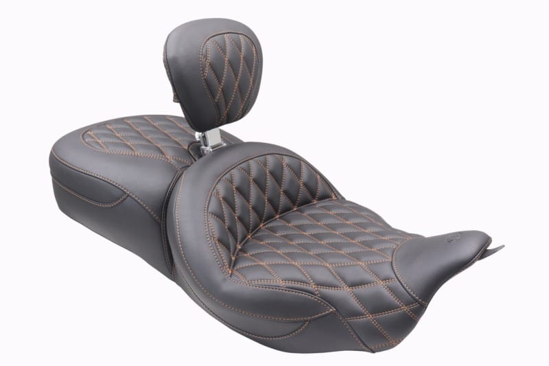 Mustang Motorcycle — Mustang 08-25 Harley FL Touring Rd King Sp, Rd Glide Ltd, Dble Diamond ST Backrest - Black/MO